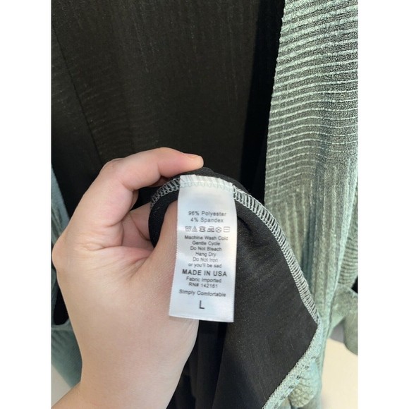 Lularoa rare Caroline Cardigan large green long duster ribbed stretchy - Picture 6 of 6